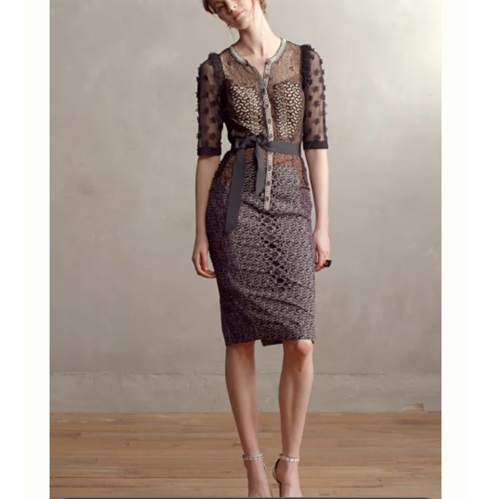 Byron Lars NWOT Beguile Black Anthropologie Allusione Sheath Knee-length Dress